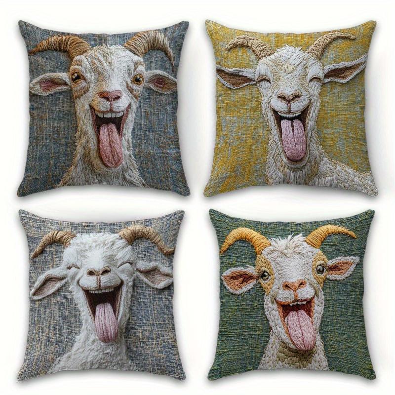 1/4pcs Funny Goat Throw Pillow Covers Farmhouse Animal Decorative Cushion Cases for Home Sofa Couch Cushion cover