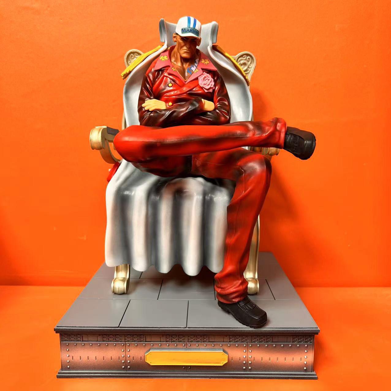 

28CM Height Anime One Piece Super Cool Gift: Admiral Akainu, Admiral Kuzan, Admiral Borsalino- Seated Figure of The Three Admirals Handcrafted Model