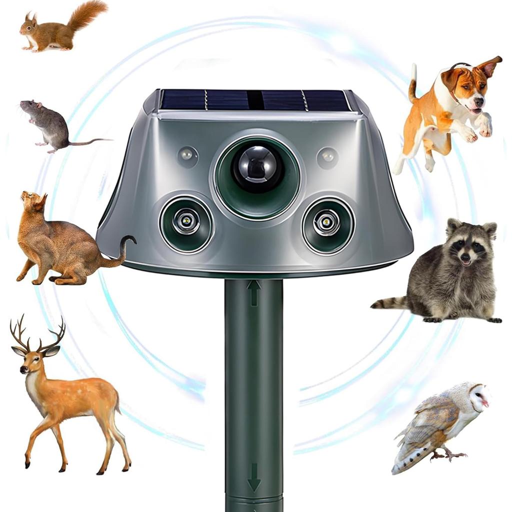Solar Repellent ABS Material Ultrasonic Animal Repellent Solar Powered Ultrasonic Animal Control for Farm Garden Lawn