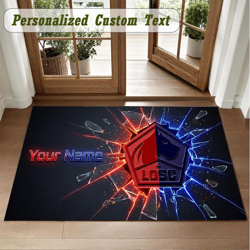 Crystal Velvet Square Rug Custom NameLOSC Lille FC Pattern Non Slip Home Floor Decor Rug