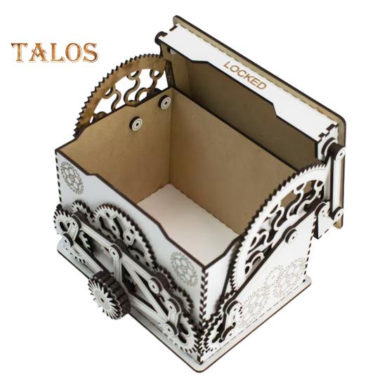 Wooden Mechanical Box Storage Box with Gears Interactive Jewelry Box for Rings Bracelets Mechanical Enthusiasts Gift