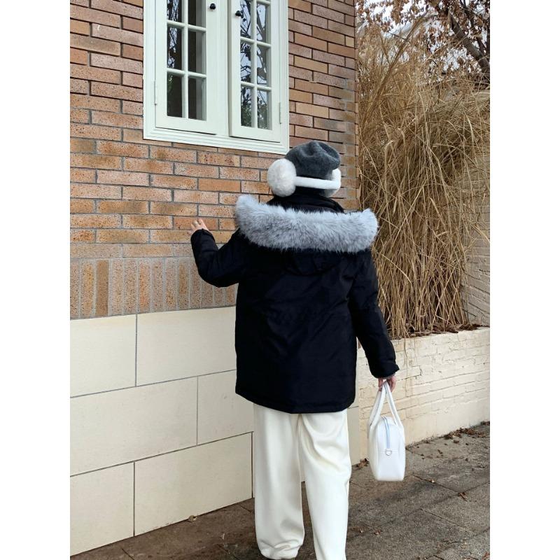 

Женская новая куртка парка из высококачественной ткани с большим меховым воротником, защищающая от холода и ветра, легкая, утолщенная, пушистая и теплая, свободного кроя, в повседневном спортивном стиле XL тёмно-синий