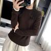 Women's Lace Splice Half-High Collar Base Shirt, Autumn/Winter, De Rong Fleece, Double-Sided Brushed, Slim-Fit, Long-Sleeve Top.