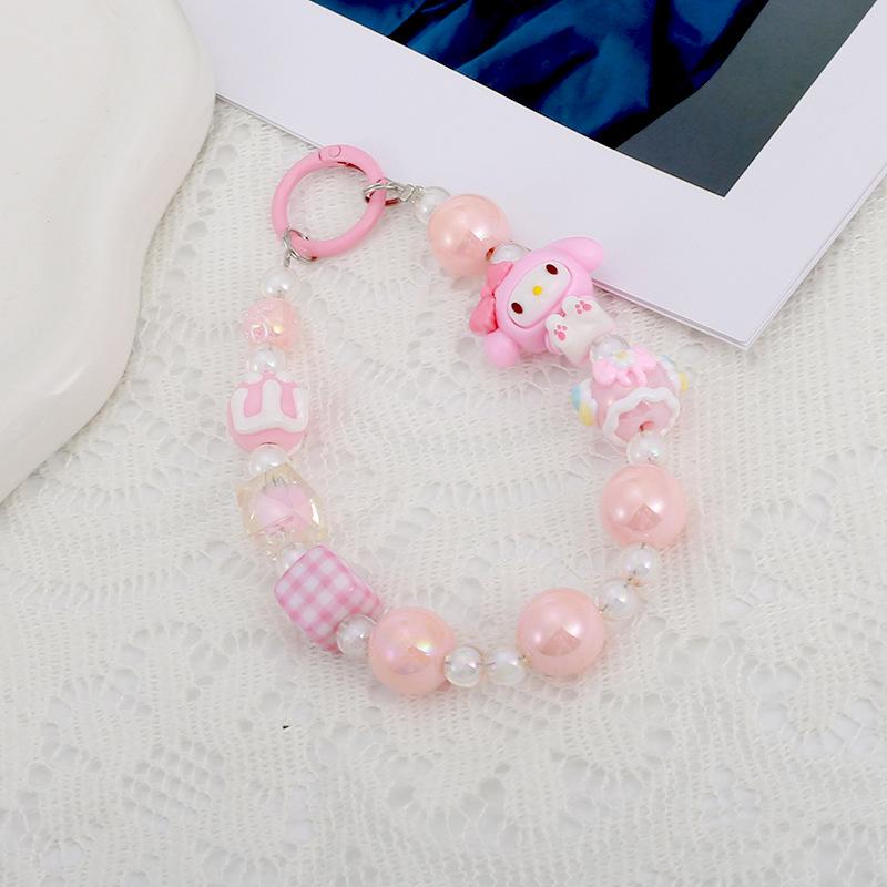 Sanrio Melody Cartoon Hand-painted Beaded Phone Lanyard & Hanging Chain Accessories