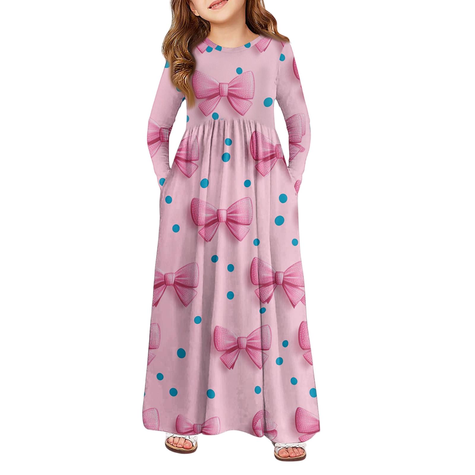 

Girls Maxi Dress - Long Sleeve Pocket Dress Valentine s Day 160 кавун червоний колір