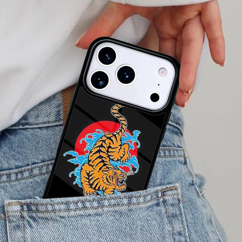Japanese Tiger soft Phone Case for iPhone 16e 15 14 13 12 17 Pro Max Plus Air 17pro Cover Coque