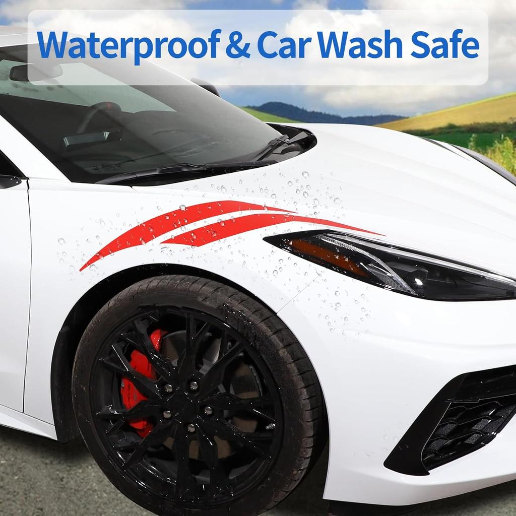 Front Headlight Decals Compatible with Chevrolet Corvette C8 2020-2026, Headlight Fender Stripes Sticker, Car Front Headlamp Decals Sticker