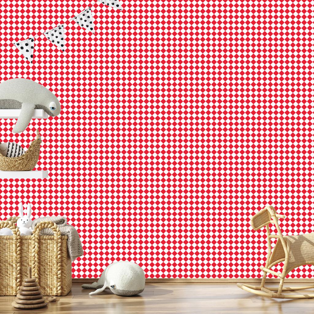 Geometric rhombus wallpaper coral and red 50x1000