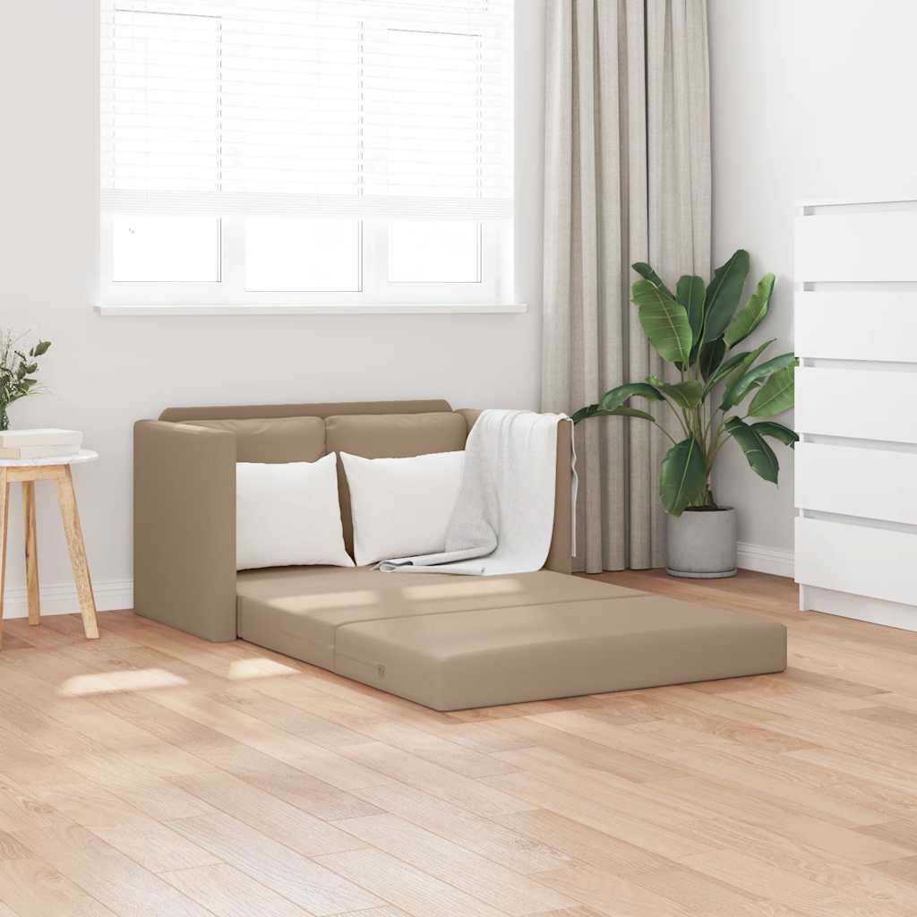 Floor Sofa with Sleeping Function Cappuccino Brown Artificial Leather