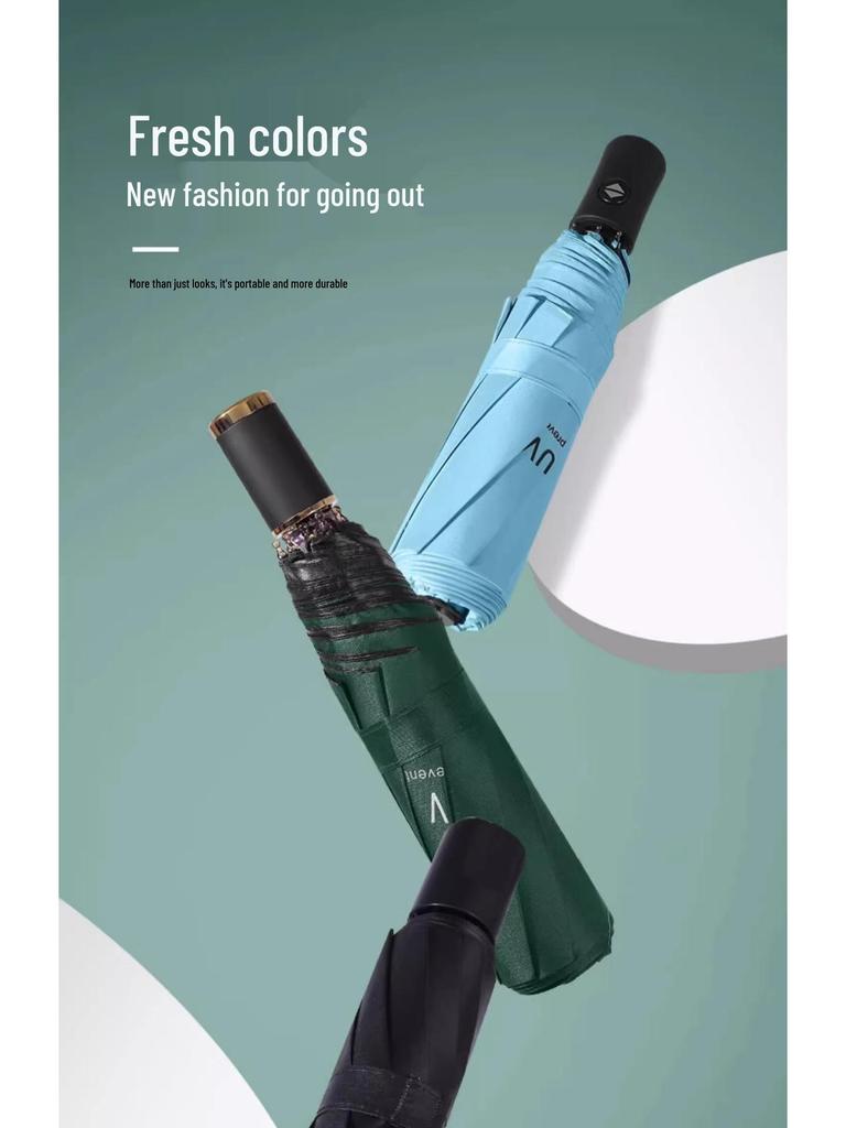 Guarda-chuva dobrável compacto anti-UV - Leve, portátil, proteção unissex contra sol e chuva