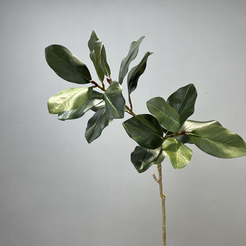 Rubber Leaves Simulated Magnolia Tree Branch Handmade Artificial Plants  Desktop Decoration