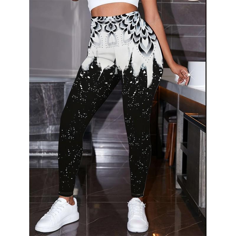 2026 Womens High-Waist Printed Yoga Leggings Casual Slim Fit Activewear Pants