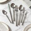 Retro Slim 304 Stainless Steel Western Cutlery Set: Fork, Spoon, Chopsticks, Snowflake Pattern, Long Handle Stirrer, Fruit Fork