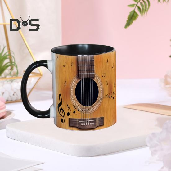 Hudební hrnek na kávu Keramická novinka šálek na noty Velká kapacita 350 ml Kytara Klavír Housle Hrnek na horké nápoje Hudební dárek pro milovníky hudby Home