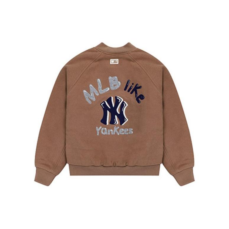 MLB New York Yankees Letter Logo Print Loose Long Sleeve Baseball Jacket Unisex Jackets Brown 3AJP16016-50BGD