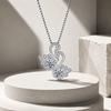 Romantic Double Swan Pendant Necklace Cubic Zirconia Silver Tone Dainty Clavicle Chain Pendant Jewelry Gift for Women Daily Birthday Valentine's Day