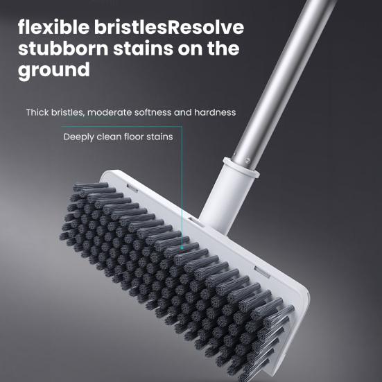Broom Dustpan Set with Built-in Comb Teeth Adjustable Long Handle 180 Degree Rotating Broom Head Broom Dustpan Kit