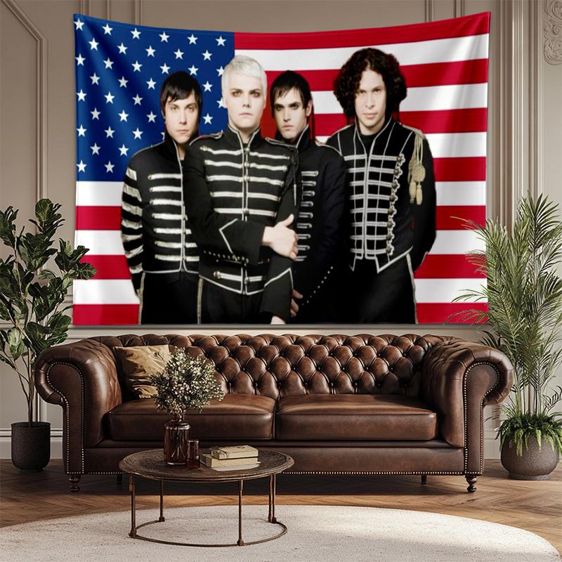 MCR Band Christmas Halloween Wall Hanging 2D Print Polyester Tapestry Home Dorm Decor Holiday Gifts