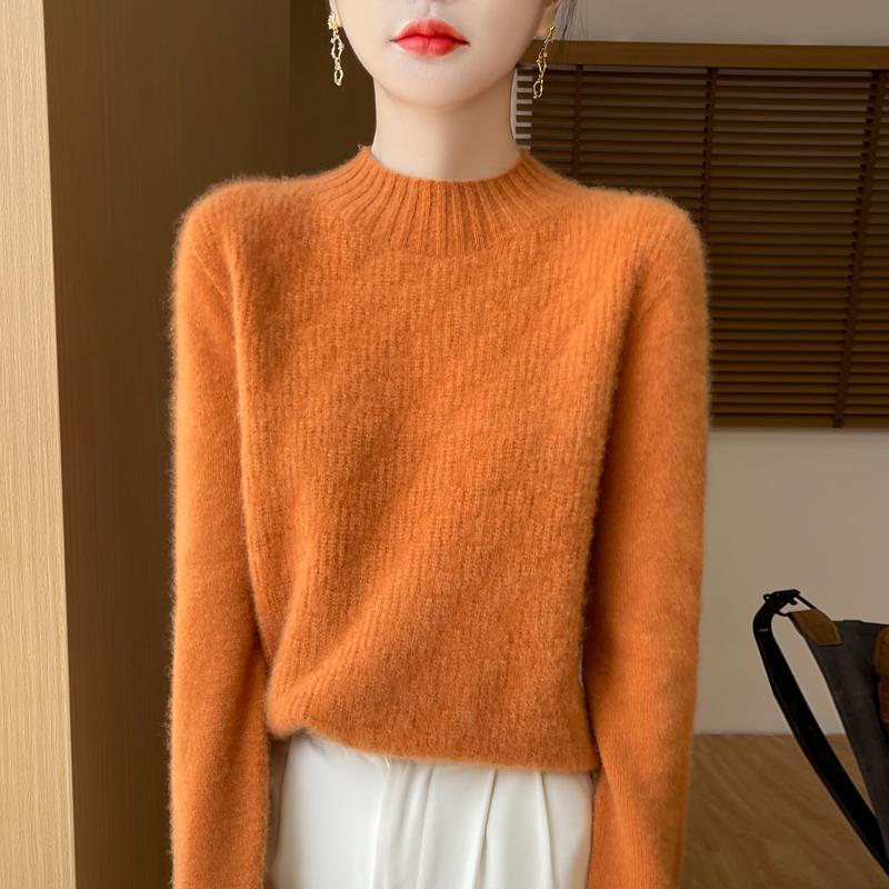 Women's Cashmere Sweater Qinghe Cashmere 30% Cashmere 70% Wool Women's Autumn and Winter Thick Cashmere Pullover Soft and Warm