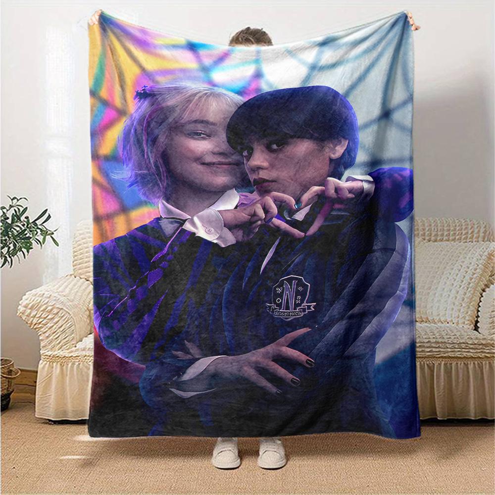 1pc Addams Family Wednesday9 Blanket, Gift, for Men and Women, Soft Blanket, Good for Sofa Bed Couch Travel, Lightweight Flannel Blanket