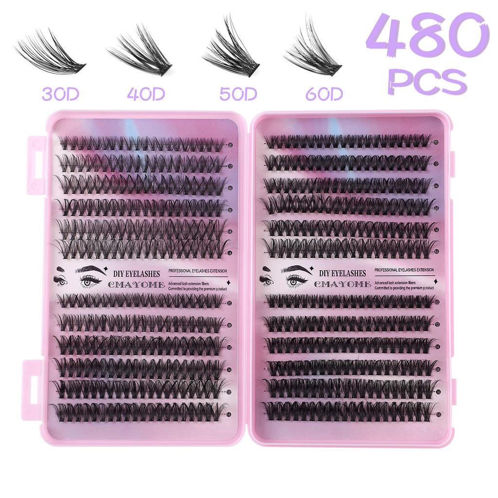 480 Tufts Diy Single Tufts Of False Eyelashes White Box Natural Thick D-Curve Segmented Grafting Eyelashes