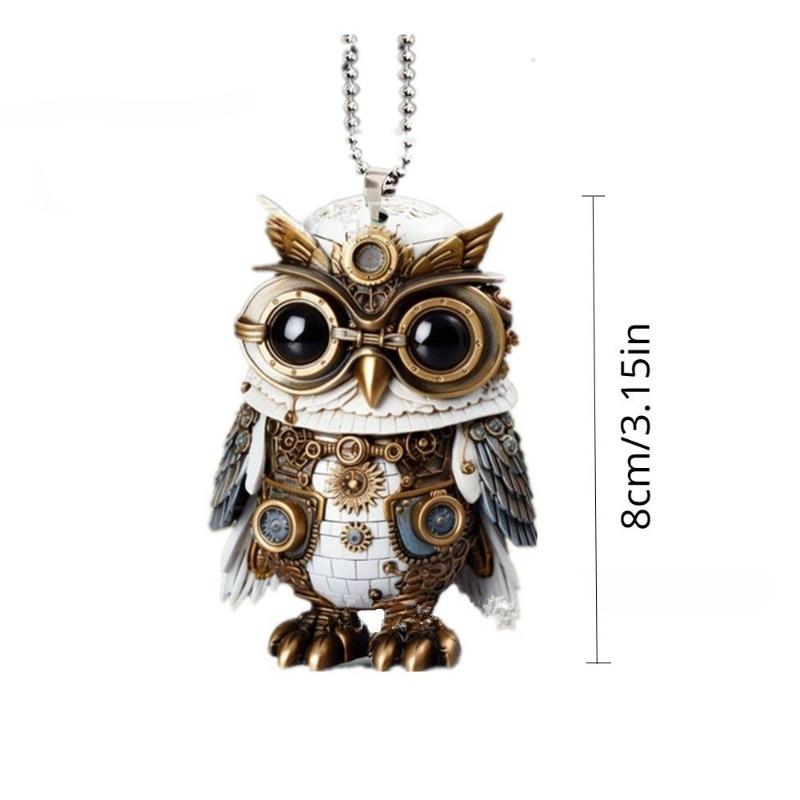 Owl Car Interior Decoration Pendant Acrylic Flat Car Rearview Mirror Jewelry Pendant Keychain Pendant