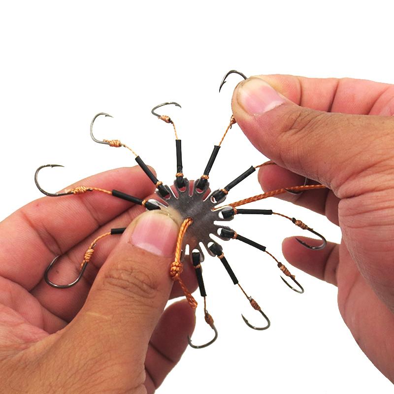 Karpeagn Fiskekroker for fiskeklaff Eksplosjonssnørekrok Hindre vikling av PE-linjer med slange Karbonstål 12 kroker