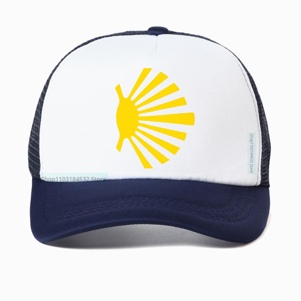 Camino De Santiago Symbol Large Yellow Scallop Shell cap fashion casual mesh sun hat Adjustable Breathable snapback hat