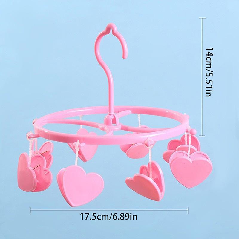 Cute Lovely Strawberry Clothes Dryer Hanger Windproof Socks Underwear Drying Rack Household Heart Storage Laundry Rack Home