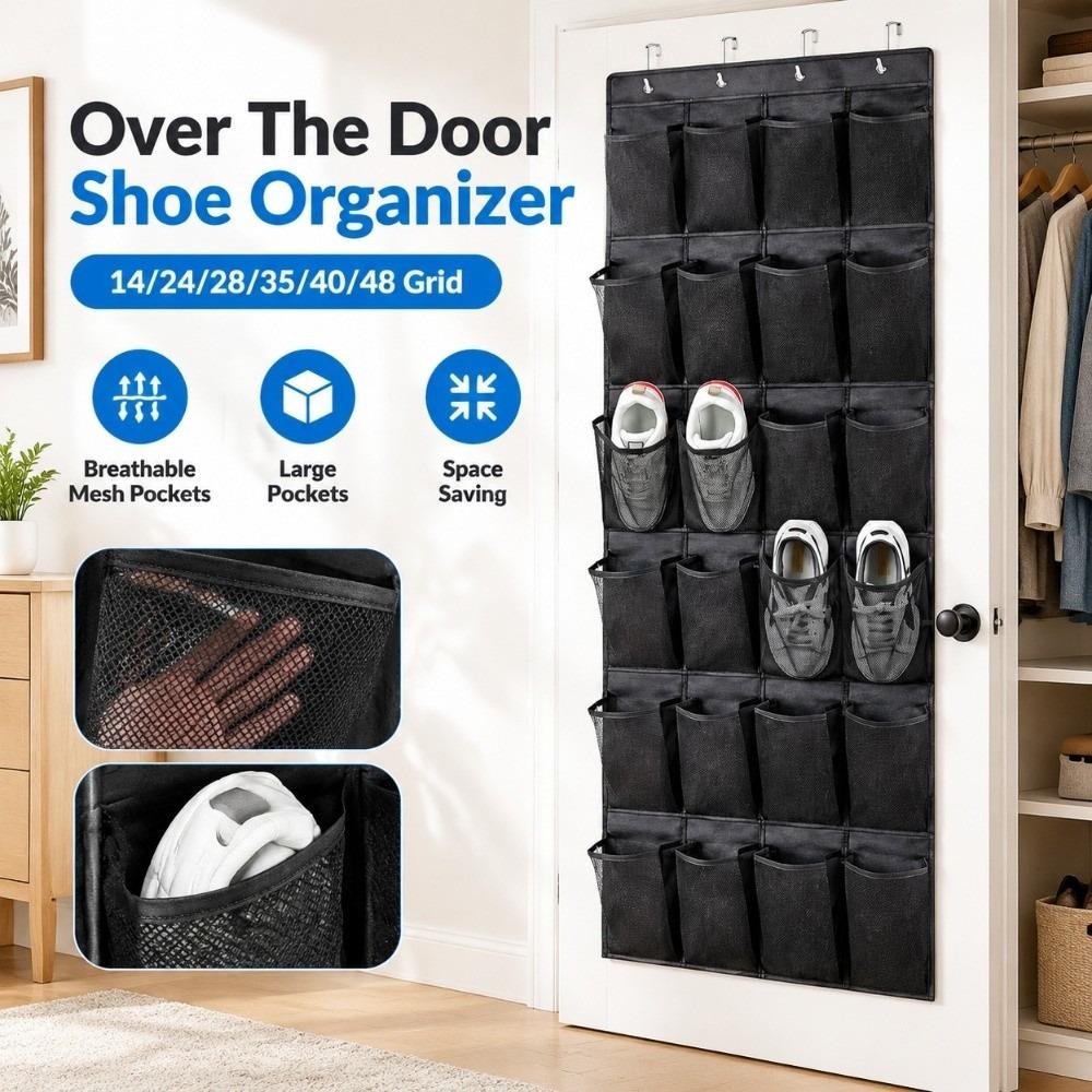 14/24/28/35/40/48 Fächer Über-der-Tür Schuh-Organizer Atmungsaktives Hängendes Schuhregal Hinter der Tür