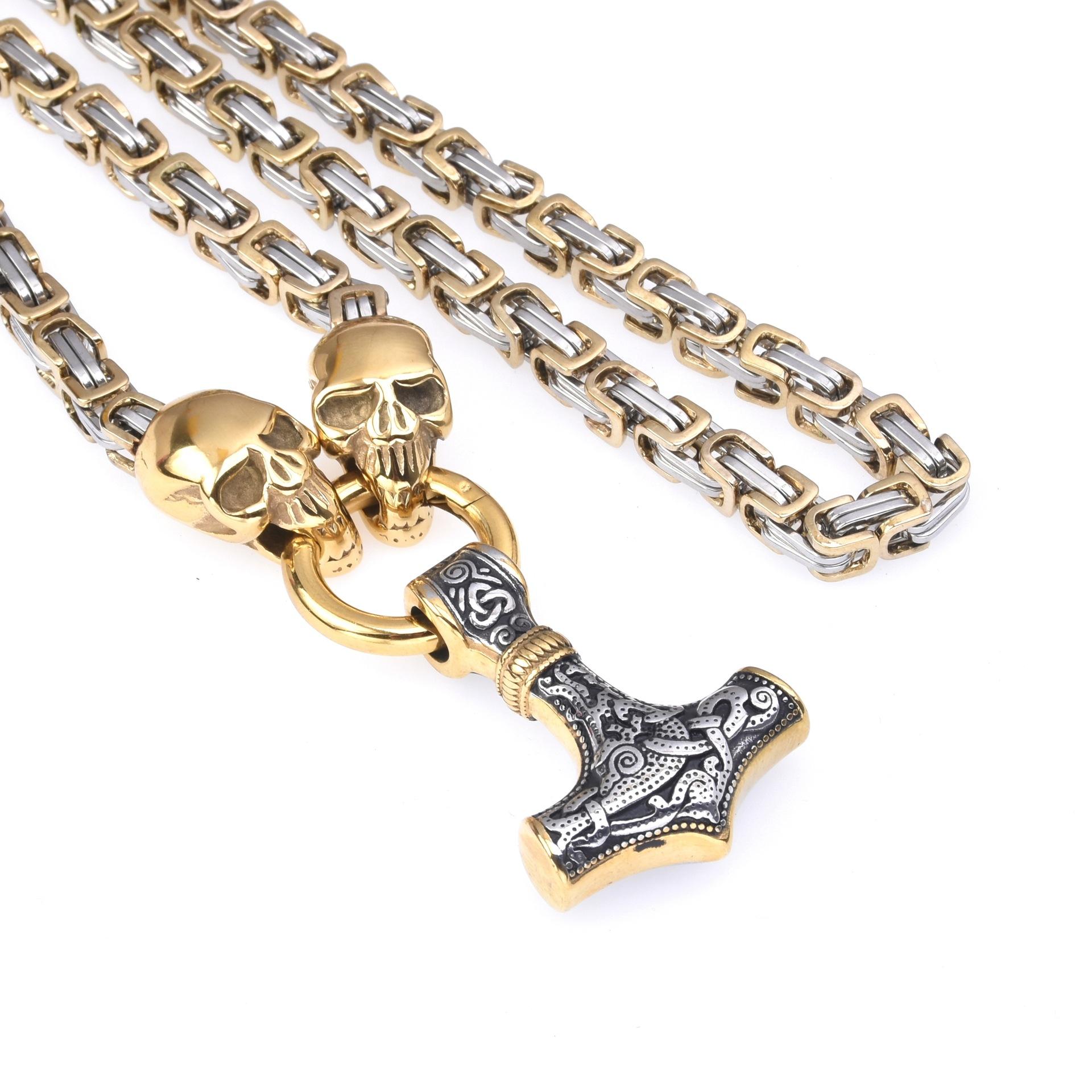 

Мужское европейское и американское мужское ожерелье с головой призрака из нержавеющей стали, ожерелье с подвеской в ​​виде молота Тора викинга