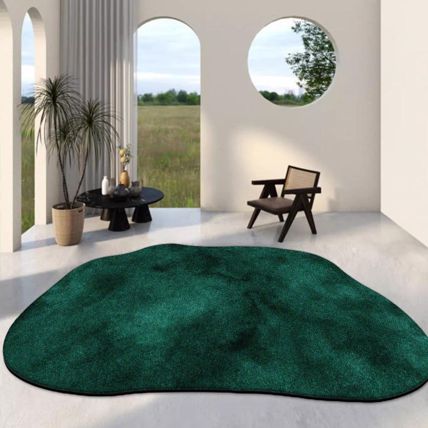 Green Irregular Carpets for Living Room Easy Clean Bedroom Decor Bedside Anti-slip Floor Mat Home Porch Hall Washable Soft Rugs