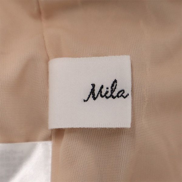 Mila Owen Long Sleeve Pleated Long Dress Beige Women Used