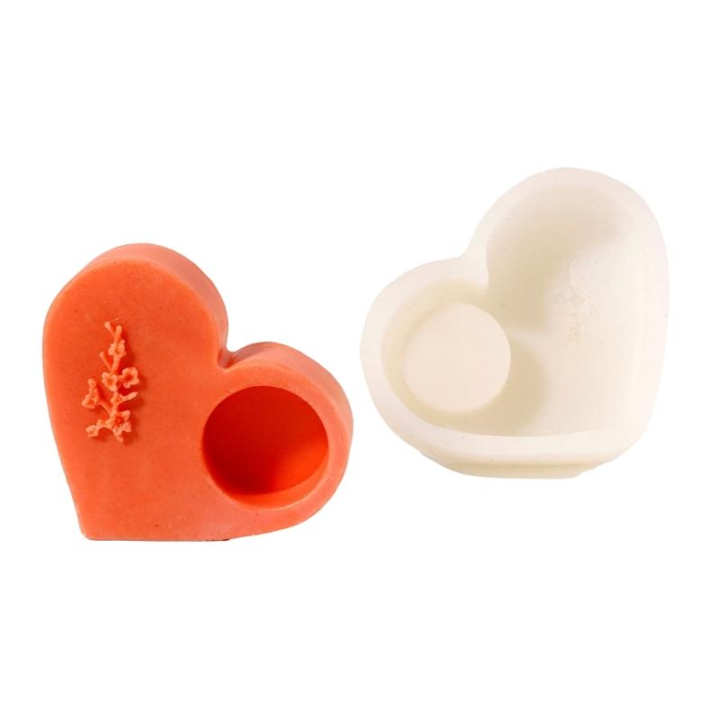 Embossed Heart Shaped Silicone Molds Silicone Candle Holder Molds Soap Molds for Epoxy Resin Candlestick Tealight Holder