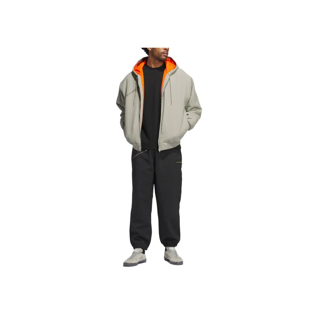 adidas Originals Shmoofoil Nylon Canvas Kapuzenbequeme Lockere Jacke Herrenjacke Silber-Kiesel Universität-Orange IX9021
