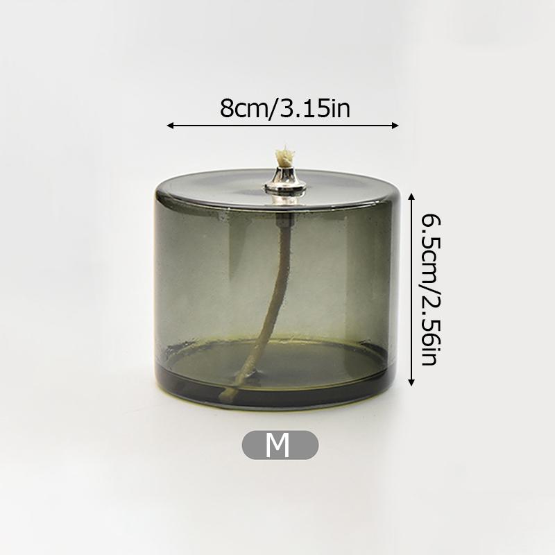 1PC Table Candle Rustic Oil Lamp with Wick Home Decoration Grey Green Cylindrical Transparent Glass Candlestick Christmas Dinner
