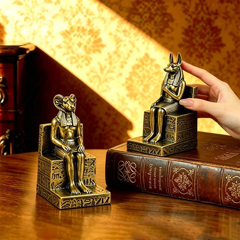 Vintage Egyptian God Anubis Ram Khnum Resin Statue Set Decorative Figurines for Home Living Room Tabletop Wall Display 2026 New