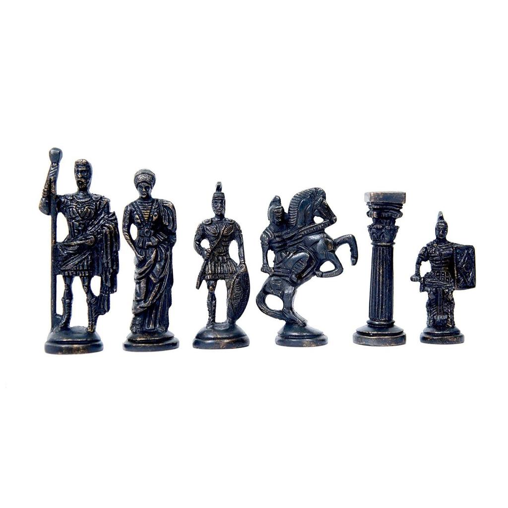 Kind Antikes Klappschachbrett aus Holz mit Schachfiguren aus Messing im römischen Stil, 2 Spieler - Bestens geeignet zum Verschenken, als Heimdekoration und zum Spielen ( Schwarz Gelb )