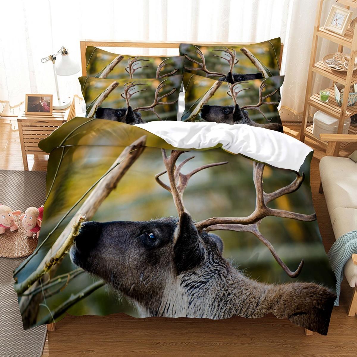 

3pcs Bedding Set Animal Wolf Bear Oanda Printed Cozy Duvet Cover King Queen Twin Single Size Birthday Gift Boy Kid Bedroom Decor EU Single 135x200cm
