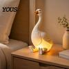 Cute Animal Resin Figurine Creative Goose Night Light, Duck Table Lamp with Warm LED Glow, Funny Matte Finish Decor for Bedroom Bedside,