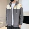 Hooded Cardigan Sweater Jacket Men's Autumn American Loose Top Clothes Men's Color Matching Casual Jacket