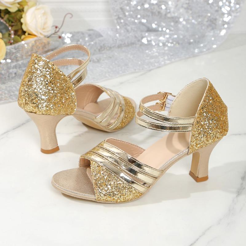 

Fashion Fall New Round Toe Open Toe Sequin Anti-Slip Wear-Resistant High Heels Fish Mouth Stiletto Sandals 43