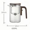 OULOVECO Semi-Automatic Glass Teapot/Broth Pot with Wooden Handle, Pressure Controlled, Heat Resistant, Suitable for Direct Heat, Tea Pot, Versatile T