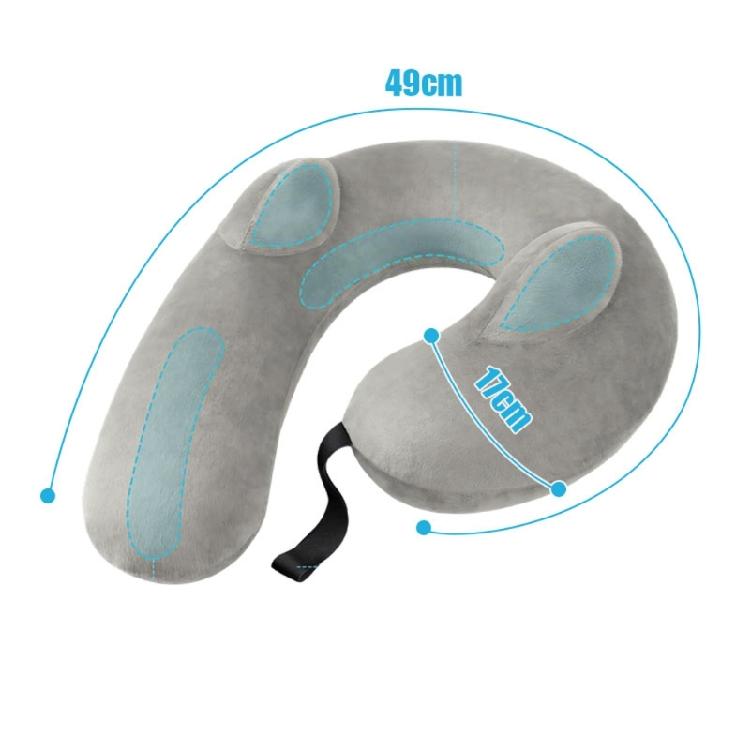 Adjustable Inflatable Neck Relaxation Support Smooth Velvety Cover Travel Neck Pillow For Proper Sleeping Position