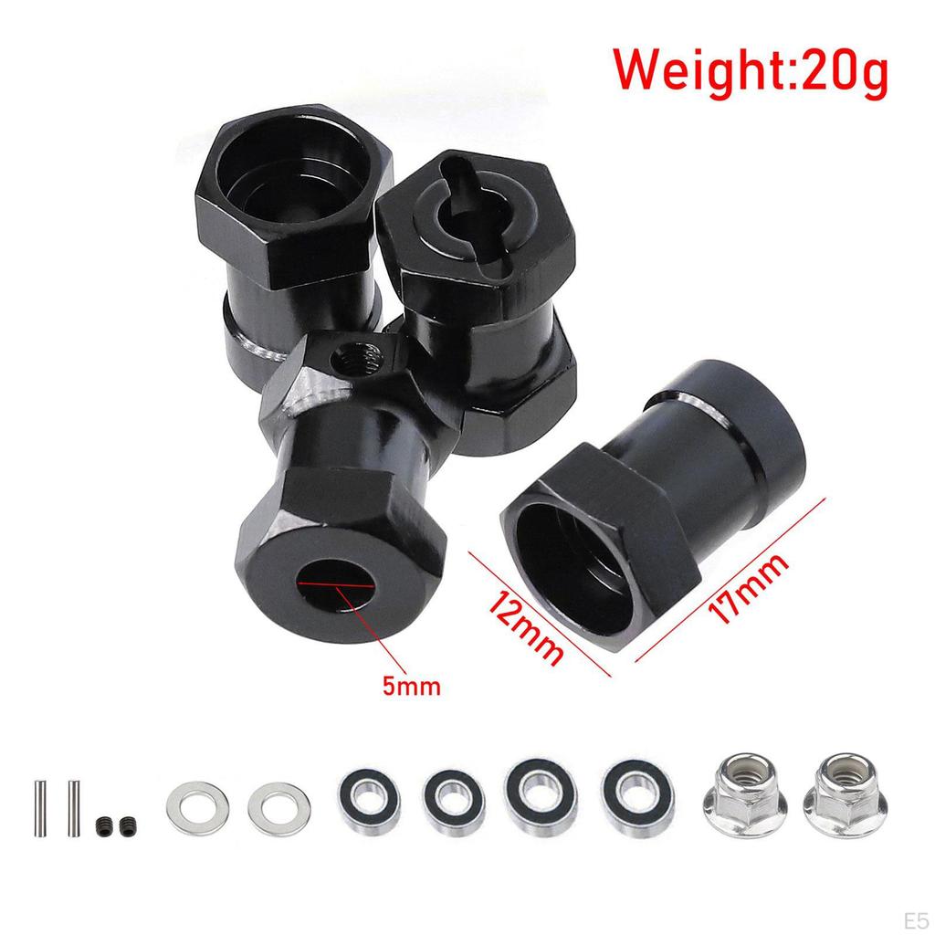 4 Pieces Wheel Extenders Aluminum 5mm Bore Replacement with Axle Pins for 1/10 RC Crawler Accessory