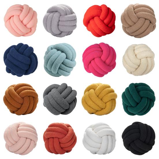 Pillow Manual Braided Knot Round Ball Shape Sherpa Elastic Sleeping Companion Sofa Couch Decoration Throw Pillow Photography Cushion