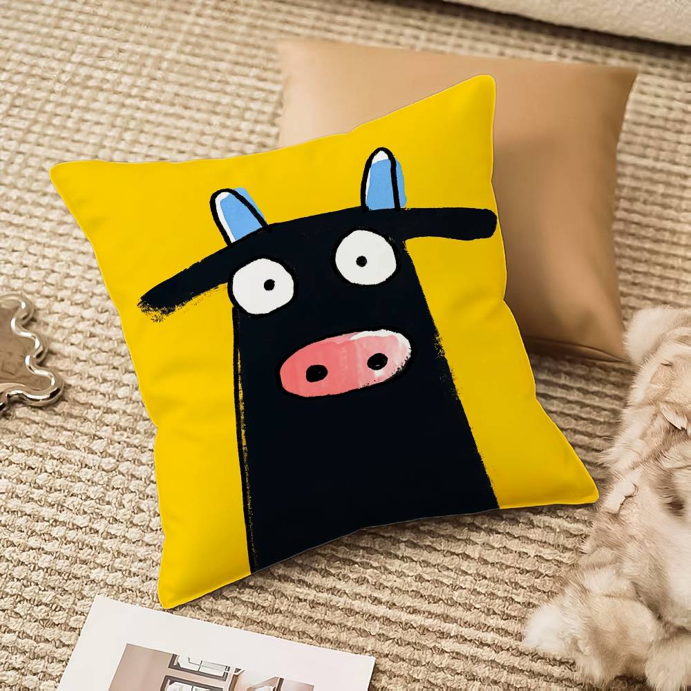 Animals cute Pillow Case Anti-dustmite Pillowcase Invisible zipper silky plush Sofa