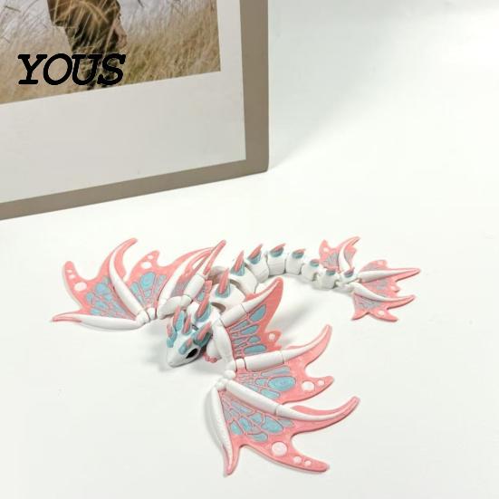 Smooth Texture Figurines 3D Printed Dragon Butterfly Figurine, Articulated Desk Decor, Cute Decorative Sculpture Shelf Ornament, Stress Relief