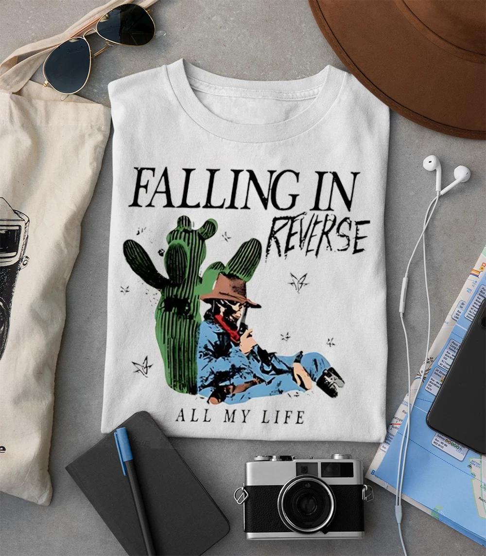 Винтажная белая футболка группы Falling In Reverse all my life Унисекс Все размеры 2F407 S