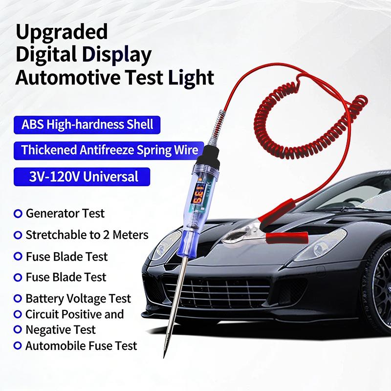 3V To 120V Digital Display Voltage Circuit Tester Multifunction Car Diagnostic Probe Test Pen Electric Measuring Pen Repair To